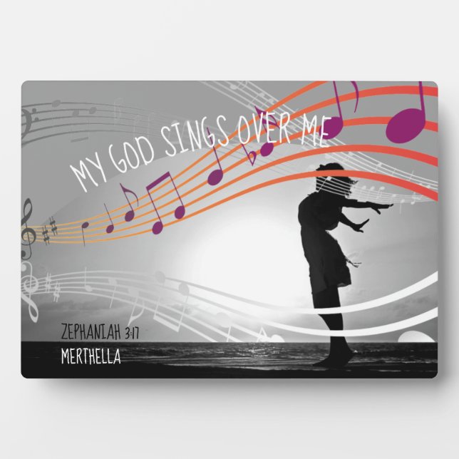 Zephaniah 3:17 MY GOD SINGS OVER ME Personalised Plaque (Front)