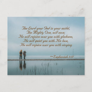 Zephaniah 3:17 Rejoice over you with singing. Postcard