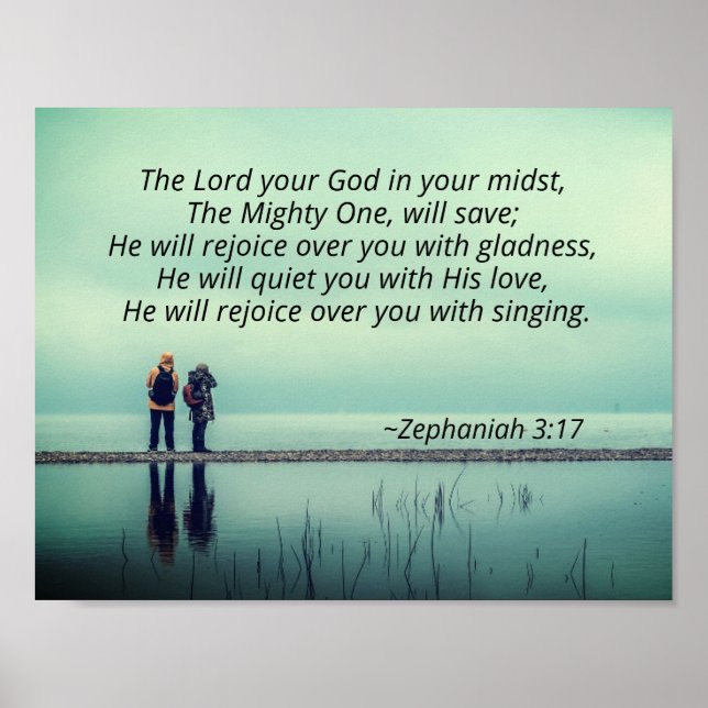 Zephaniah 3 He will rejoice over you with singing Poster (Front)