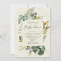 zephyr tropical floral baby shower Invitation