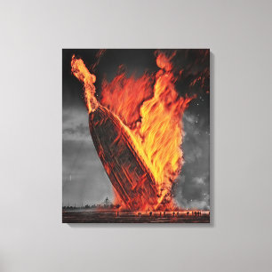 Zeppelin Airship Hindenburg Disaster Colourized  Canvas Print