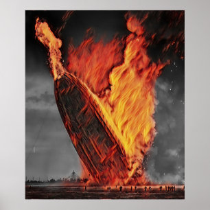 Zeppelin Airship Hindenburg Disaster Colourized  Poster