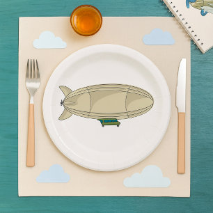 Zeppelin Flying Transport Paper Plate