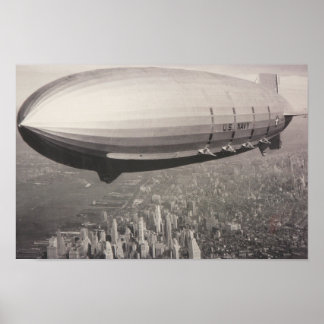 zeppelin over Manhattan Poster