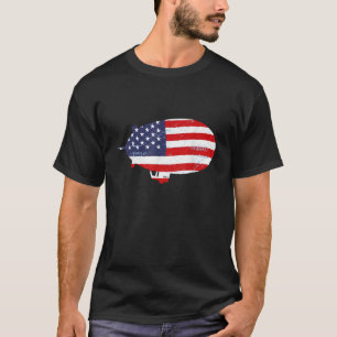 Zeppelin USA Flag America Dirigible Airship Blimp T-Shirt