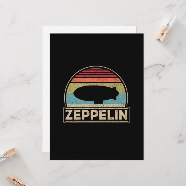 Zeppelin Vintage Retro Zeppelin Shirt Dirigible Card (Front/Back In Situ)