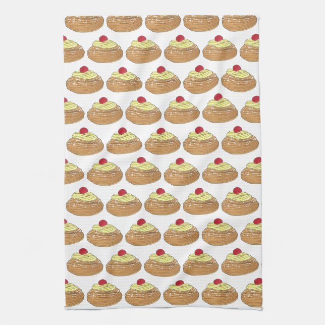ZEPPOLE Italian Fried Dough Pastry Bakery Foodie Tea Towel (Vertical)