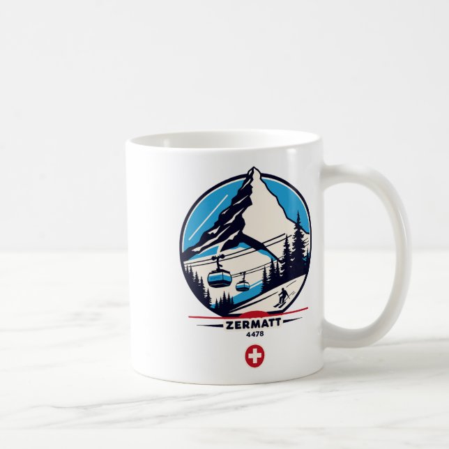 Zermatt 4478 - Skiing On The Problemhorn  Coffee Mug (Right)