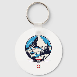 Zermatt 4478 - Skiing On The Problemhorn  Key Ring