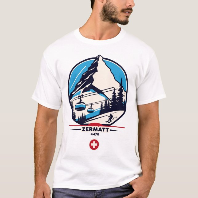 Zermatt 4478 - Skiing On The Problemhorn  T-Shirt (Front)