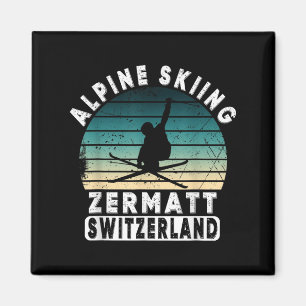 Zermatt Alpine Skiing Switzerland Mountains Swiss Magnet