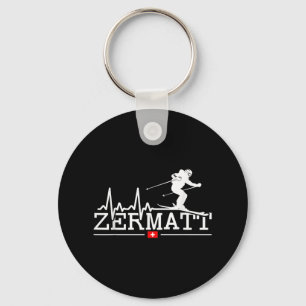 Zermatt Heartbeat Alpine Skiing Swiss Alps Switzer Key Ring