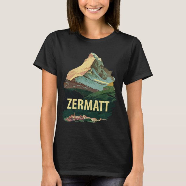 Zermatt Matterhorn Travel Retro Graphic Tee (Front)