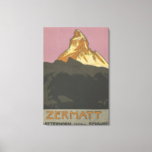 Zermatt Matterhorn Vintage Switzerland Skiing Canvas Print