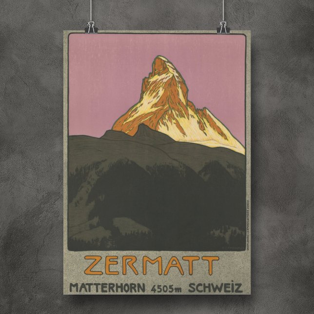 Zermatt Matterhorn Vintage Switzerland Skiing Poster (Zermatt Matterhorn Vintage Switzerland Vintage Ski Poster perfect gift for ski lovers and vintage)