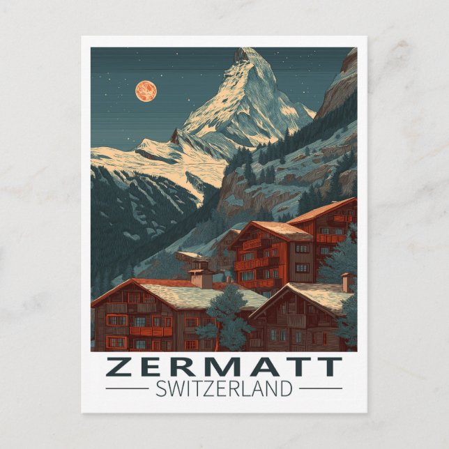 Zermatt Matterhorn Vintage Travel Postcard (Front)