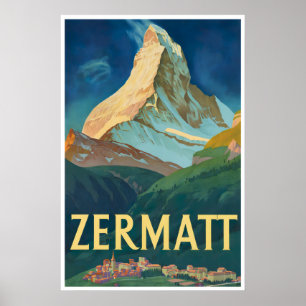 Zermatt Painting Switzerland Ski Poster Swiss