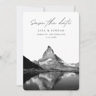 Zermatt Save the Date Switzerland Black & White Invitation