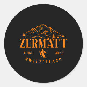 Zermatt Swiss Alps Alpine Skiing Switzerland Mount Classic Round Sticker