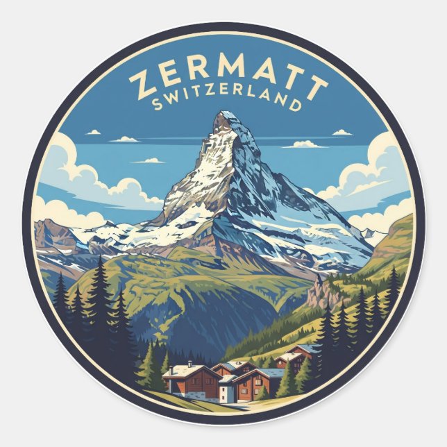 Zermatt Switzerland Matterhorn Classic Round Sticker (Front)