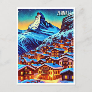 Zermatt Switzerland Matterhorn Travel Postcard