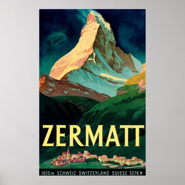 Zermatt Switzerland Matterhorn Vintage Art Poster (Front)