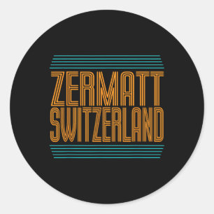 Zermatt Switzerland Retro Alpine Skiing Swiss Alps Classic Round Sticker