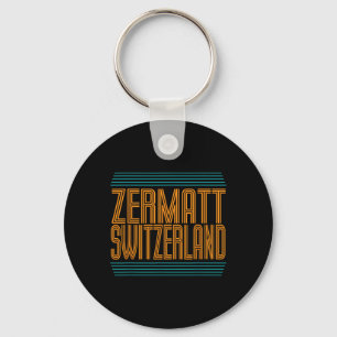 Zermatt Switzerland Retro Alpine Skiing Swiss Alps Key Ring
