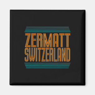 Zermatt Switzerland Retro Alpine Skiing Swiss Alps Magnet