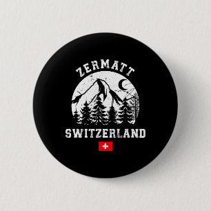 Zermatt Switzerland Ski Resort Alps Alpine Skiing 6 Cm Round Badge