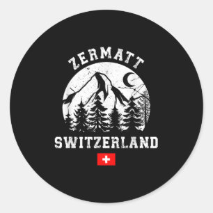 Zermatt Switzerland Ski Resort Alps Alpine Skiing  Classic Round Sticker