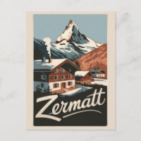 Zermatt Switzerland Travel Art Vintage