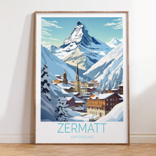 Zermatt Switzerland Travel Poster, Zermatt Switzer Poster