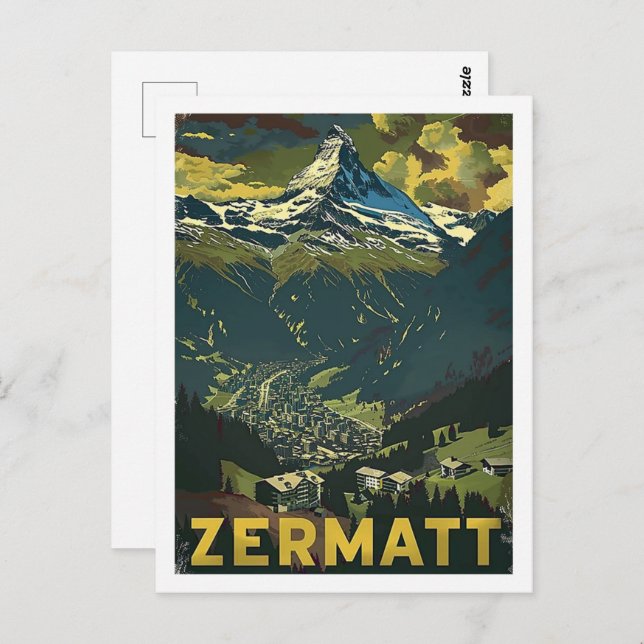 Zermatt Switzerland Vintage Famous Travel Place Postcard (Front/Back)