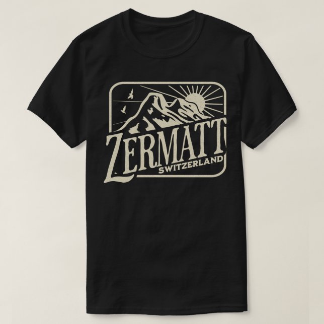 Zermatt Switzerland Vintage Mountains Travel Matte T-Shirt (Design Front)
