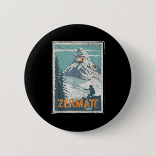 Zermatt Switzerland Winter Skiing Snowboarding Ski 6 Cm Round Badge