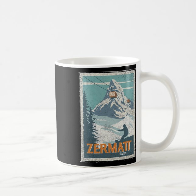 Zermatt Switzerland Winter Skiing Snowboarding Ski Coffee Mug (Right)