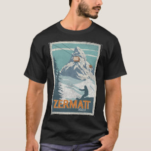Zermatt Switzerland Winter Skiing Snowboarding Ski T-Shirt