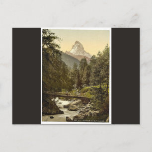 Zermatt, Vispach Bridge, with top of Matterhorn, V Postcard