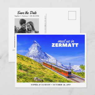 Zermatt Wedding Save the Date Switzerland Retro Postcard