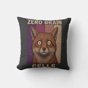 Zero Brain Cells Fox Meme – Funny Cute Animal Cushion