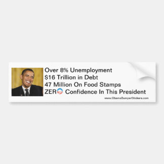 Zero Confidence Anti-Obama Bumper Sticker