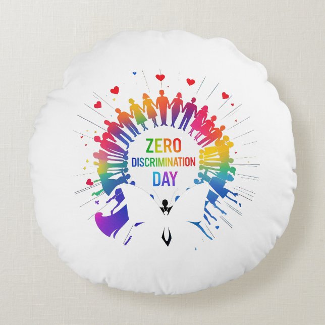 Zero Discrimination Day  Round Cushion (Front)