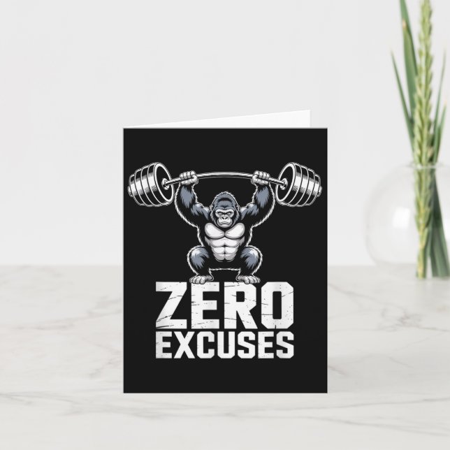Zero Excuses Gorilla Gym Motivational Workout  Card (Front)