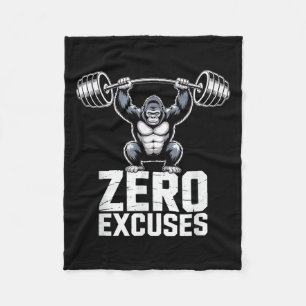 Zero Excuses Gorilla Gym Motivational Workout Fleece Blanket