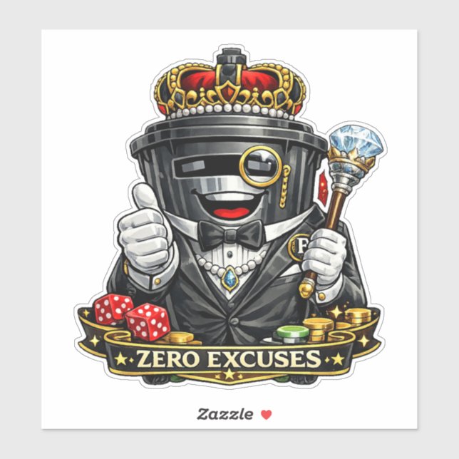 Zero Excuses - Wheelie Bin Waterproof Sticker (Sheet)