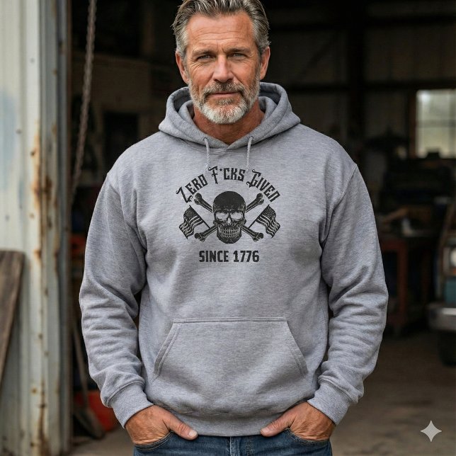 Zero F*cks Given Since 1776 Patriotic Skull Hoodie (Creator Uploaded)