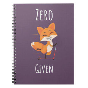 Zero Fox Given Funny Fox Pun Gifts Humour Saying Notebook