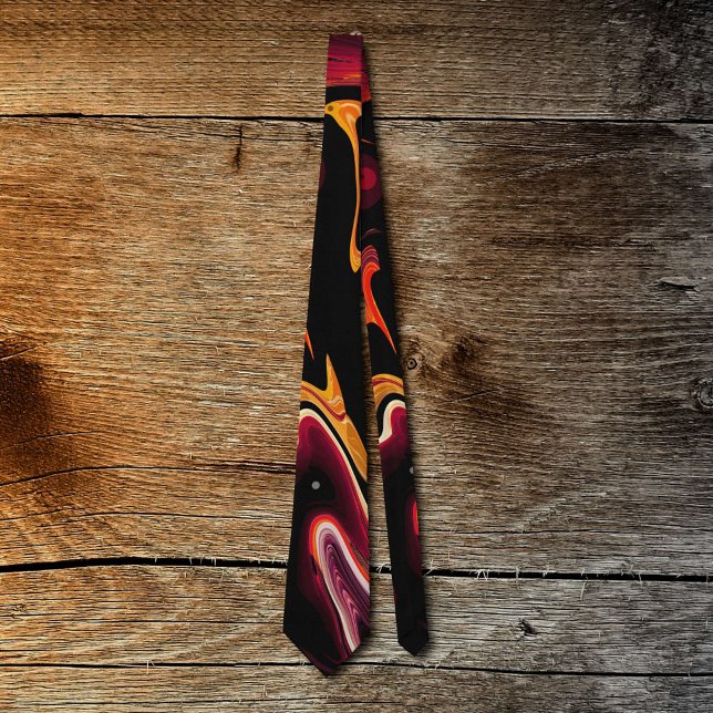 Zero Gravity Abstract Red Orange and Black Tie (Creator Uploaded)