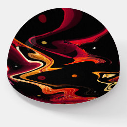Zero Gravity Painting Abstract in Orange and Black Paperweight